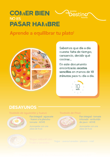 Portada de un material descargable: Comer bien no es pasar hambre